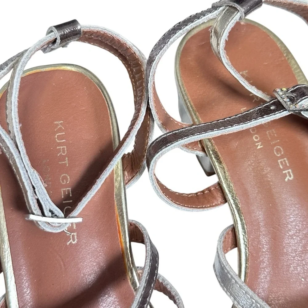 Kurt Geiger Metallic Gold Bling Block Heel Sandals Party Pagent kids girls 2/33